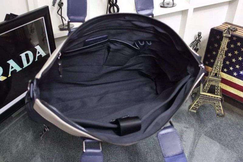 Cặp da nam Prada siêu cấp xanh trắng viền đỏ