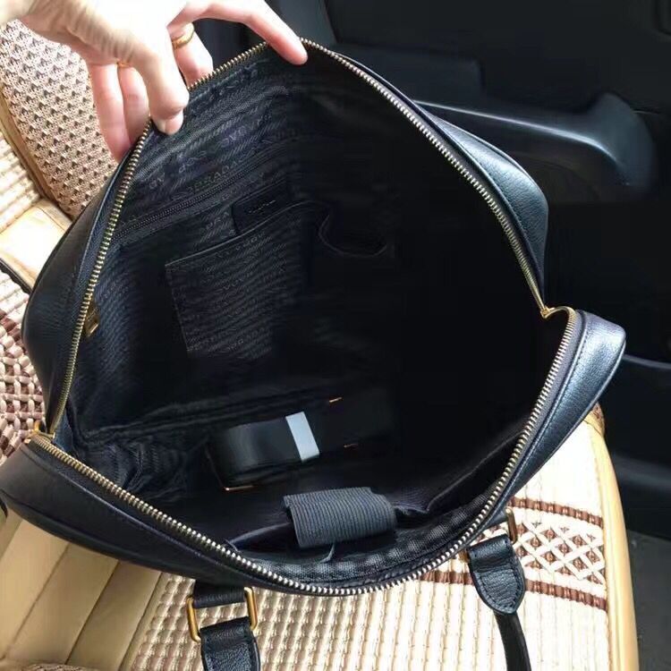 Cặp da Prada nam siêu cấp xanh da trơn 2 viền