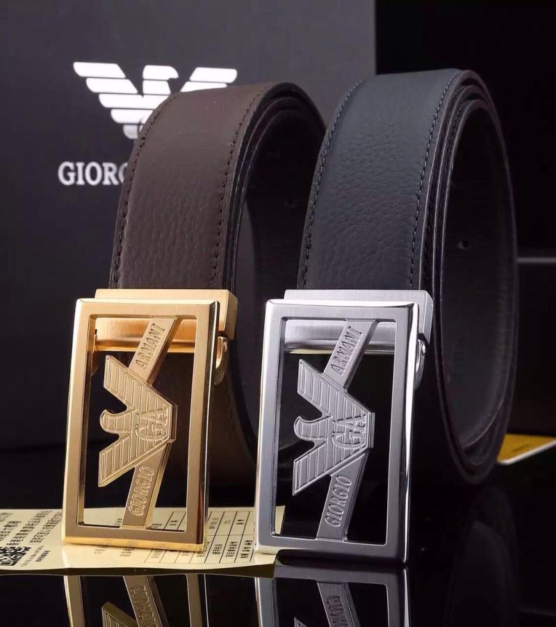 Dây lưng nam Armani đen và nâu mặt khóa logo siêu cấp
