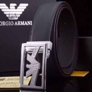 Dây lưng nam Armani đen và nâu mặt khóa logo siêu cấp