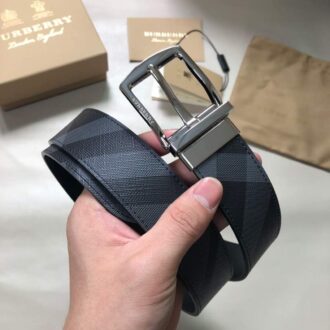 Dây lưng nam Burberry kẻ caro mặt khóa kim hàng siêu cấp