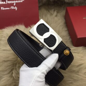 Dây lưng nam Salvatore Ferragamo mặt chữ nhật trắng siêu cấp