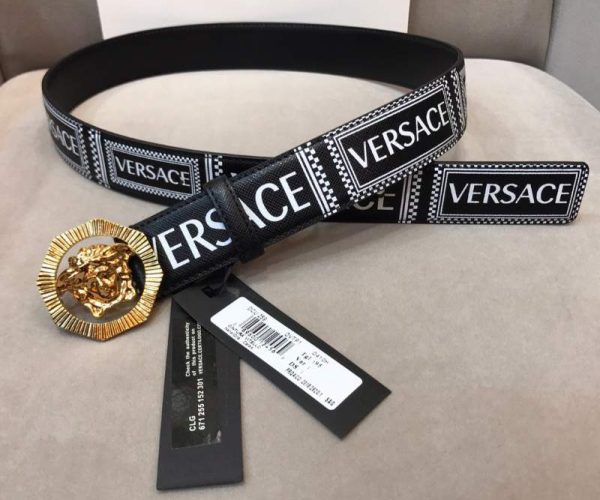 Dây lưng nam Versace siêu cấp dây đen mặt khóa vàng