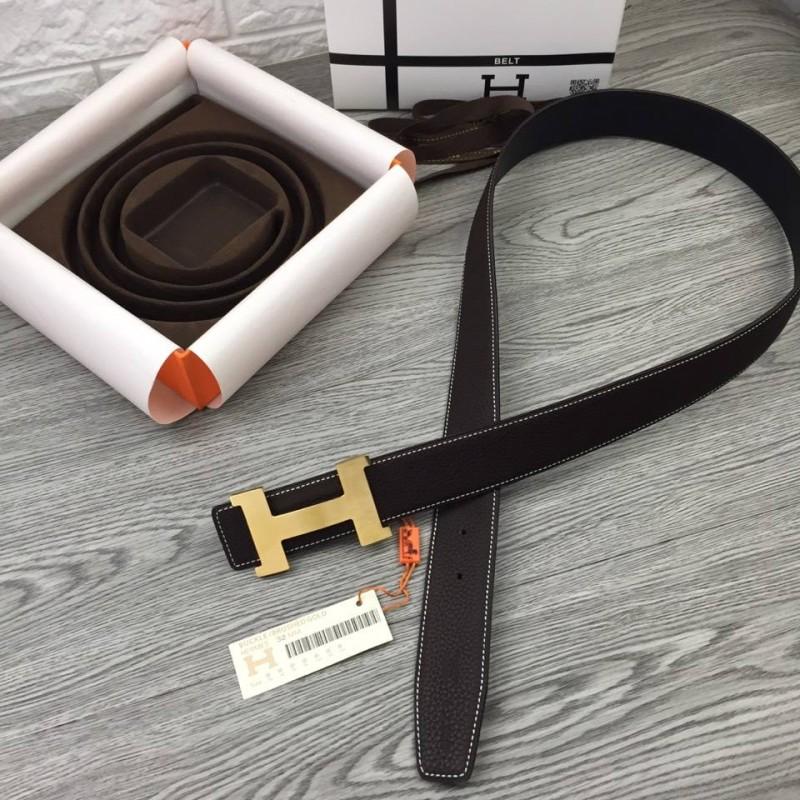 Dây nịt nam Hermes nâu mặt chữ H mordern siêu cấp