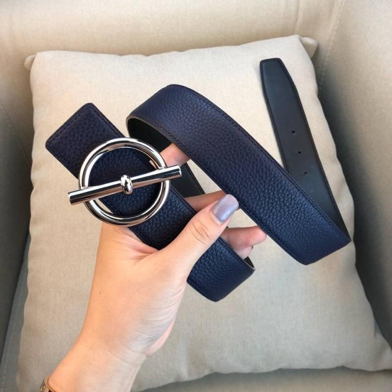 Dây nịt nam Hermes mặt khóa tròn silver siêu cấp