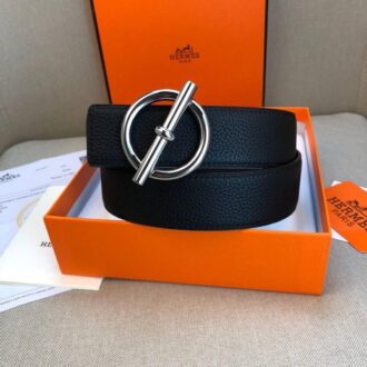 Dây nịt nam Hermes mặt khóa tròn silver siêu cấp