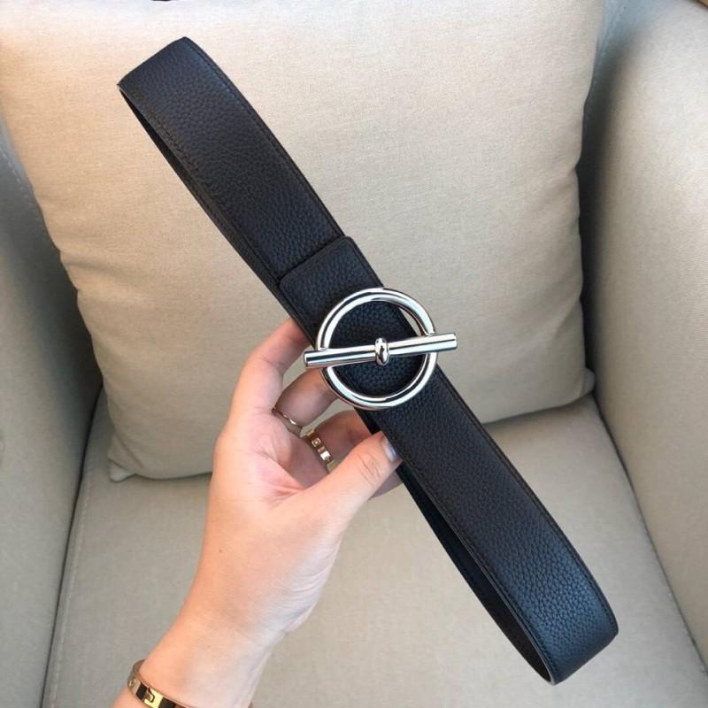 Dây nịt nam Hermes mặt khóa tròn silver siêu cấp