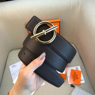 Dây nịt nam Hermes mặt khóa tròn gold siêu cấp