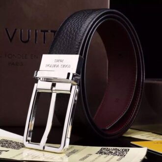 Dây nịt nam LV nâu mặt khóa kim trắng siêu cấp