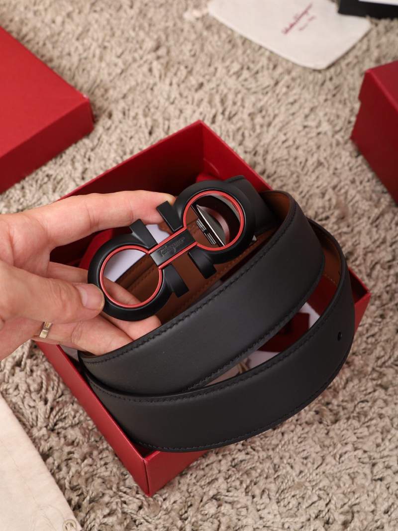 Dây nịt nam Salvatore Ferragamo mặt đen đỏ siêu cấp