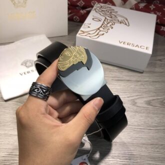 Dây nịt nam Versace siêu cấp đen mặt tròn