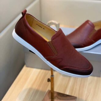 Giày lười Prada siêu cấp da trơn màu nâu