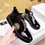 Giày lười Versace siêu cấp họa tiết chữ vạn màu đen