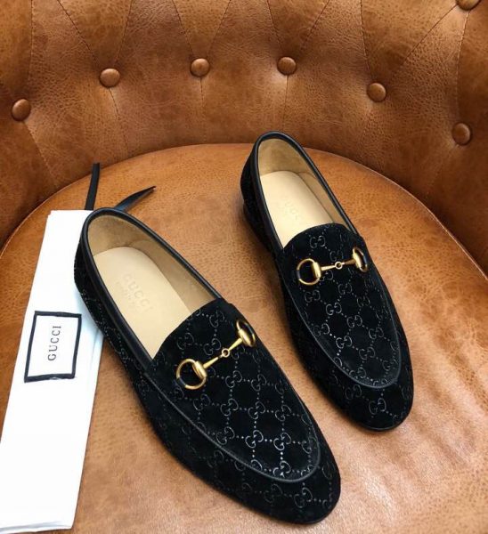 Giày lười Gucci siêu cấp đen họa tiết logo