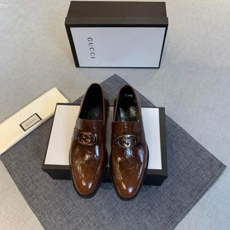 Giày lười Gucci siêu cấp họa tiết logo màu nâu