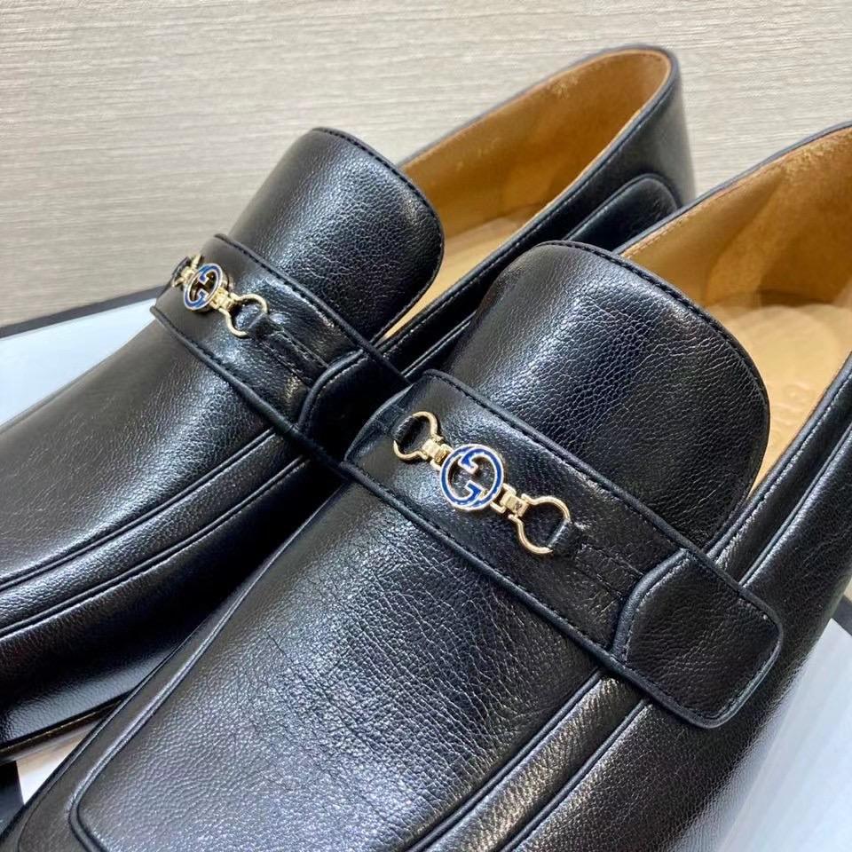 Giày lười Gucci like au đế cao da trơn tag xích nhỏ GLGC37