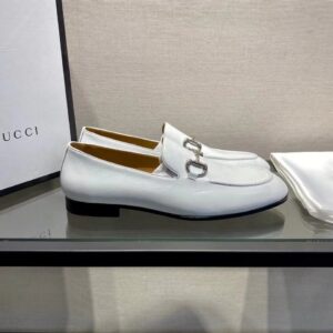 Giày lười Gucci like au đế cao họa tiết da trơn full trắng GLGC08