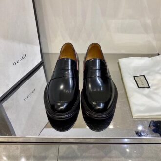 Giày lười Gucci like au đế cao họa tiết viền ba màu GLGC28