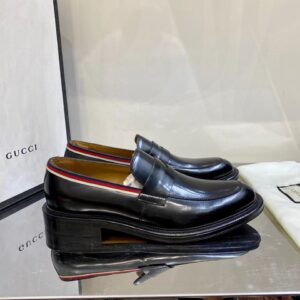 Giày lười Gucci like au đế cao họa tiết viền ba màu GLGC28