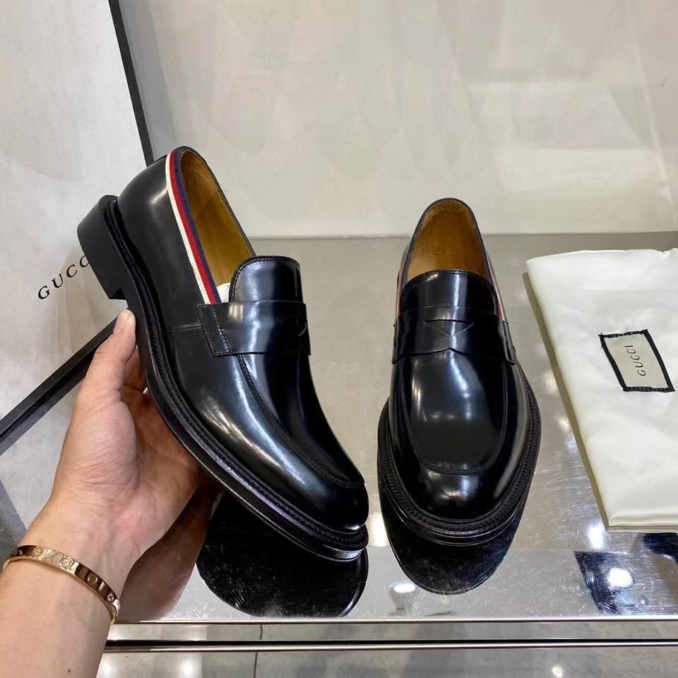 Giày lười Gucci like au đế cao họa tiết viền ba màu GLGC28