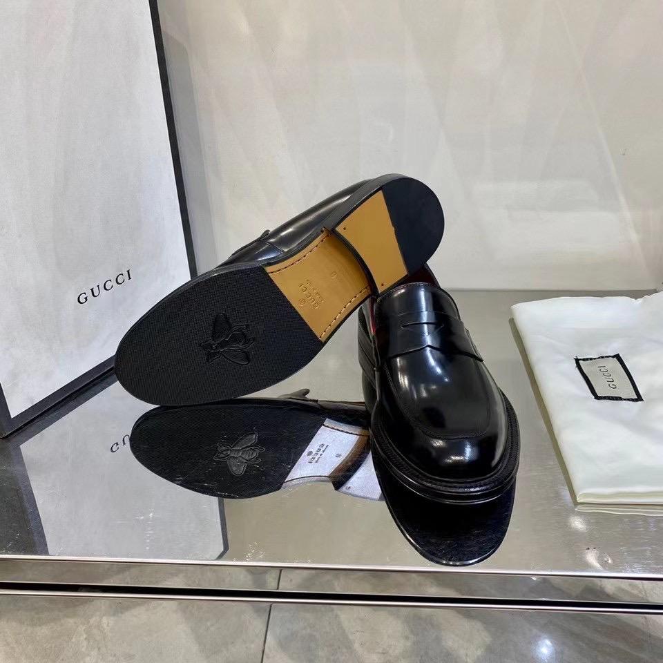 Giày lười Gucci like au đế cao họa tiết viền ba màu GLGC28