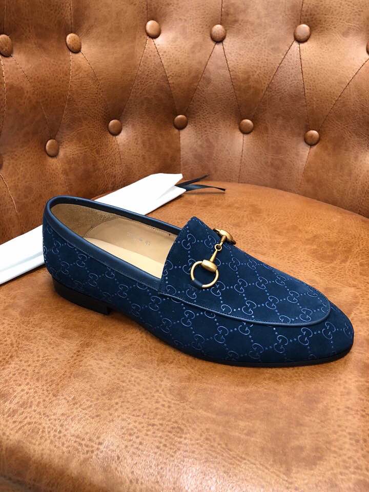 Giày lười Gucci siêu cấp xanh họa tiết logo