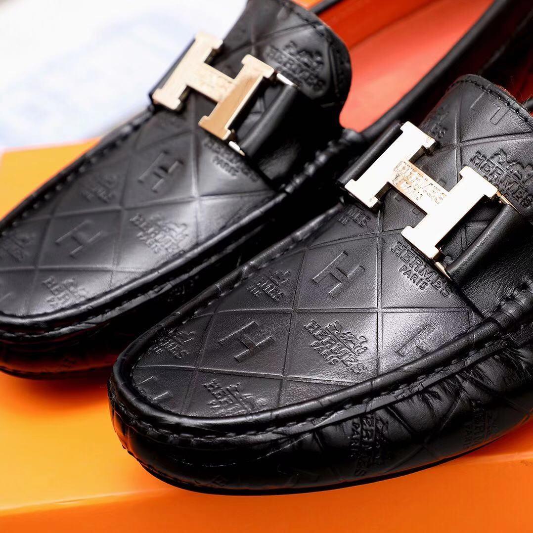 Giày lười Hermes siêu cấp họa tiết đan chéo GLH10