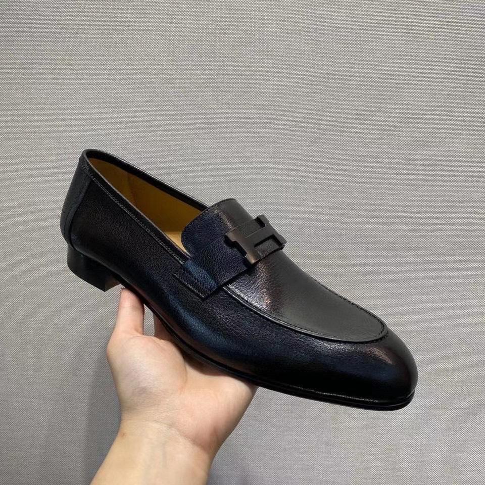 Giày lười Hermes like au đế cao da lỳ họa tiết logo GLH12