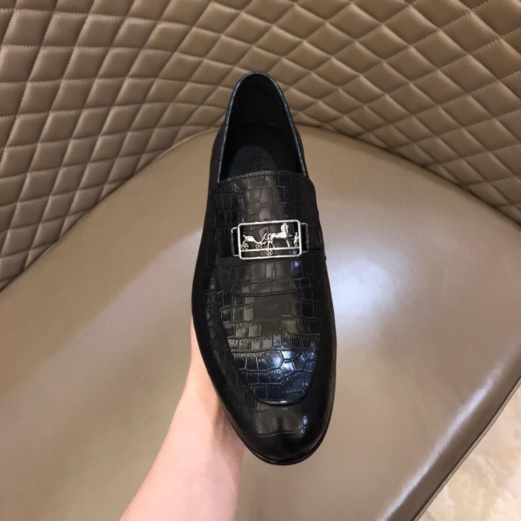 Giày lười Hermes like au đế cao da rạn khoá tuần lộc GLHM09