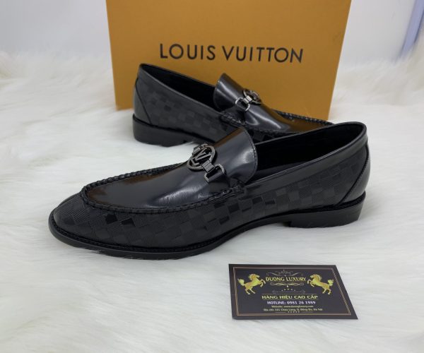 Giày lười Louis Vuitton siêu cấp da trơn màu đen GLLV09 2