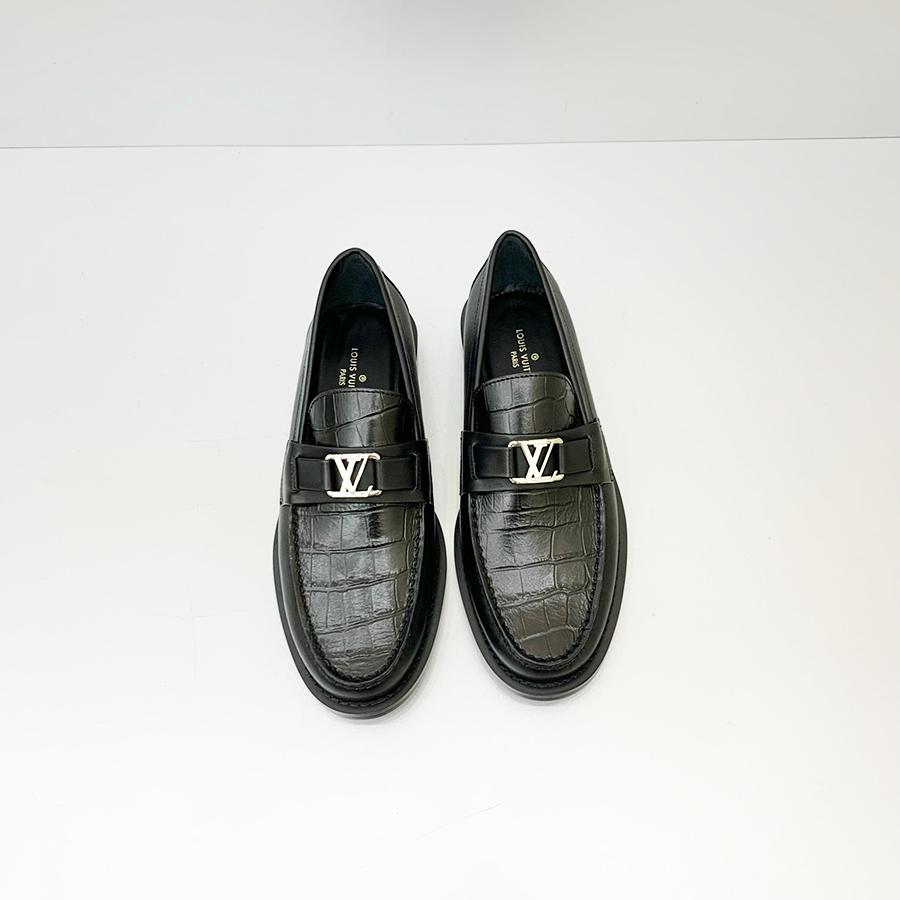 Giày lười Louis Vuitton like au đế cao vân cá sấu GLLV09