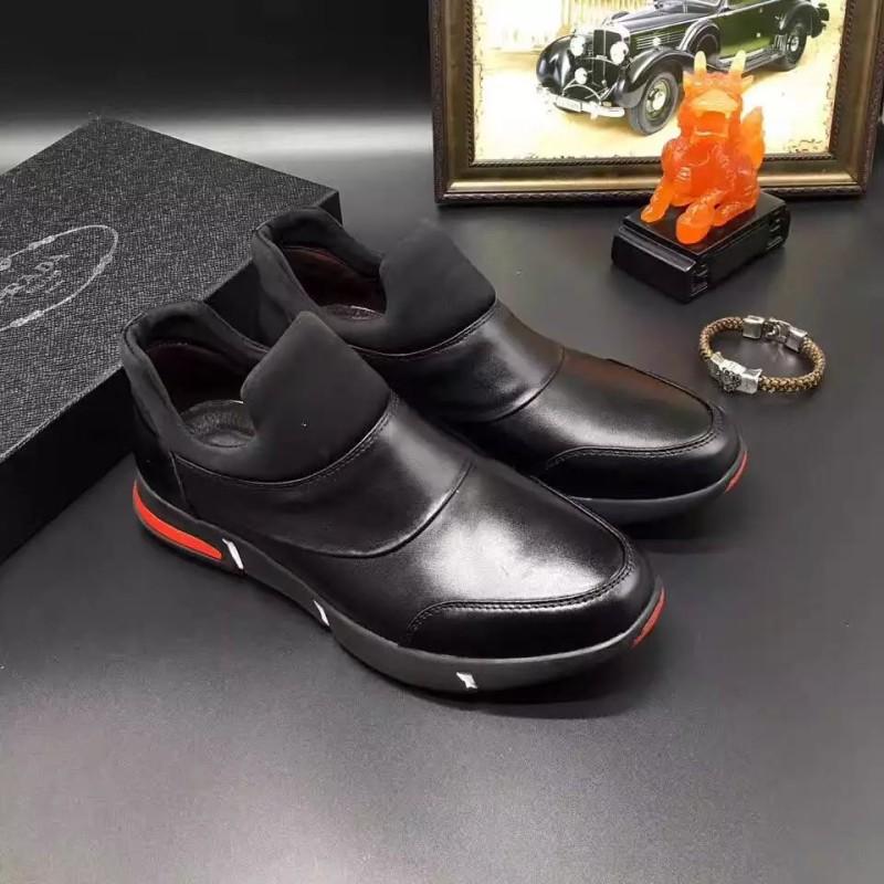 Giày lười Prada siêu cấp cao cổ màu đen