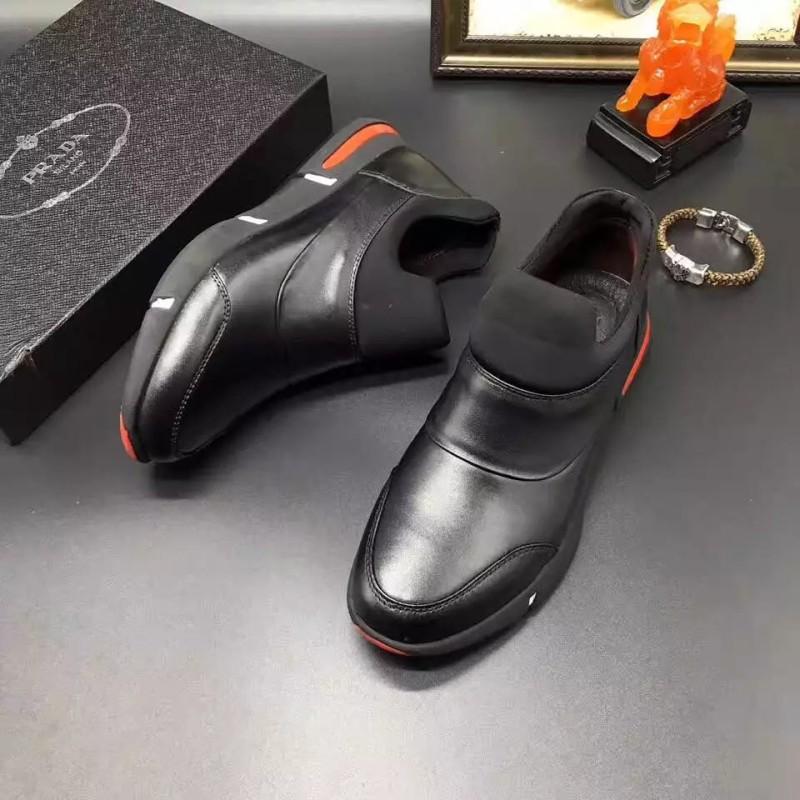 Giày lười Prada siêu cấp cao cổ màu đen