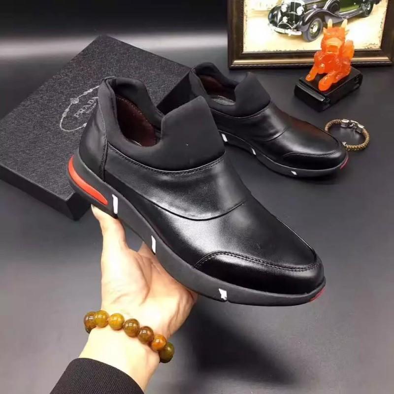 Giày lười Prada siêu cấp cao cổ màu đen