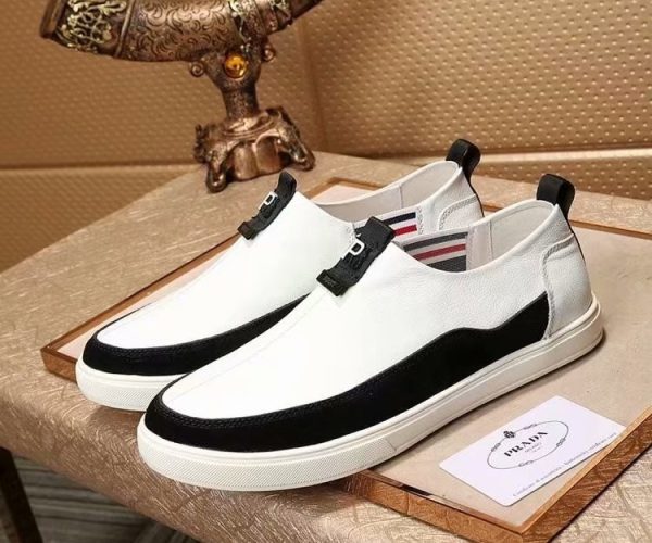 Giày lười Prada siêu cấp họa tiết chữ màu trắng