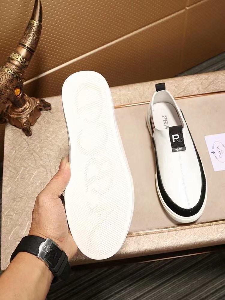 Giày lười Prada siêu cấp họa tiết chữ màu trắng