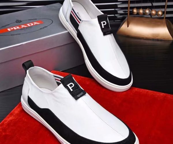 Giày lười Prada siêu cấp họa tiết chữ màu trắng