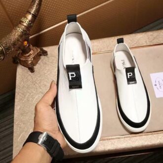 Giày lười Prada siêu cấp họa tiết chữ màu trắng