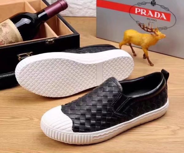 Giày lười Prada siêu cấp họa tiết đan màu đen