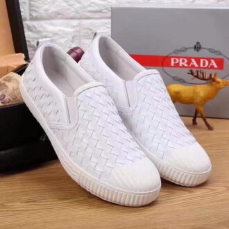 Giày lười Prada siêu cấp họa tiết đan màu đen