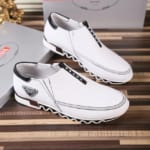 Giày lười Prada siêu cấp họa tiết logo màu trắng