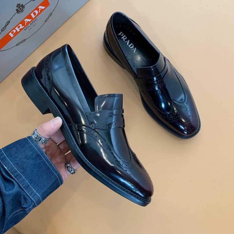 Giày lười Prada siêu cấp màu nâu đen