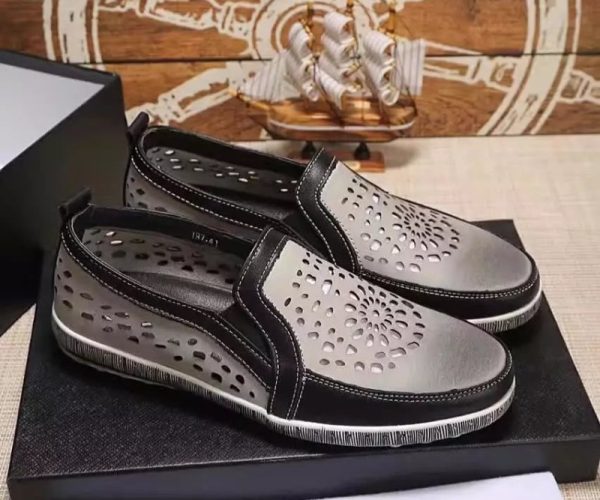 Giày lười Prada siêu cấp thoáng khí màu bạc