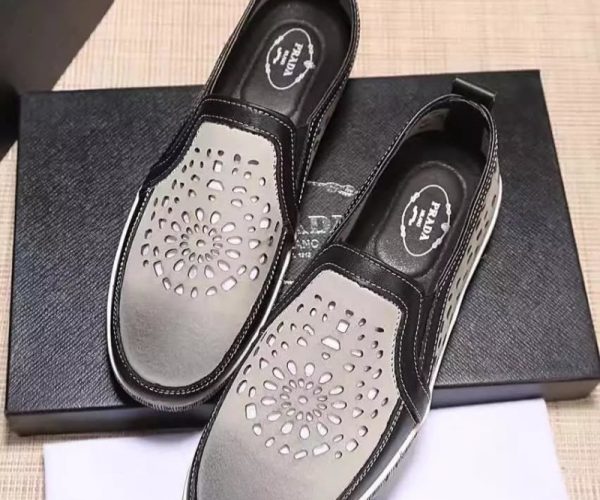 Giày lười Prada siêu cấp thoáng khí màu bạc