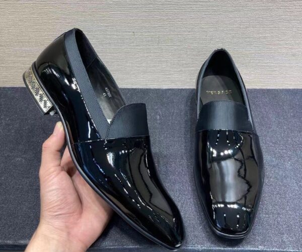 Giày lười Versace like au phối họa tiết viền xanh xám GLV11