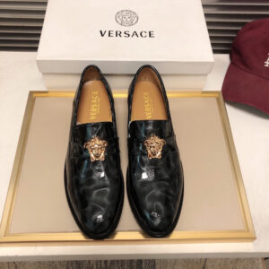 Giày lười Versace siêu cấp họa tiết logo da vân bóng GLV01