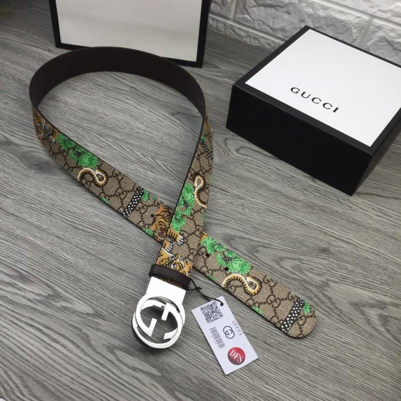 Thắt lưng Gucci nam siêu cấp dây họa tiết hổ mặt G đôi