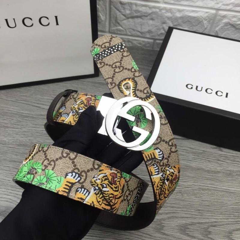 Thắt lưng Gucci nam siêu cấp dây họa tiết hổ mặt G đôi