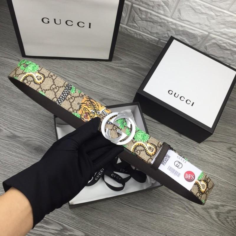 Thắt lưng Gucci nam siêu cấp dây họa tiết hổ mặt G đôi