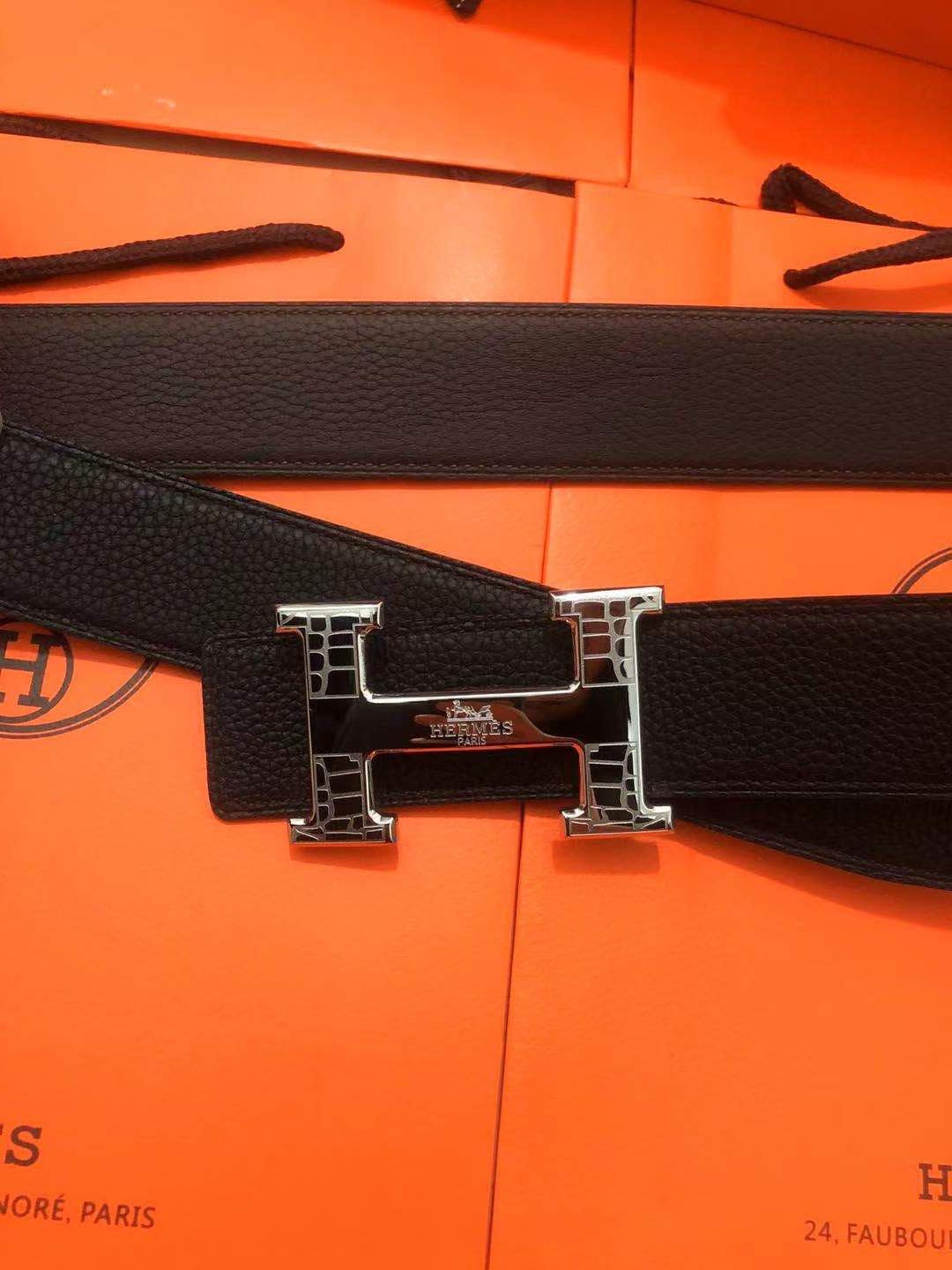Thắt lưng nam Hermes họa tiết tuần lộc vân bóng TLH27